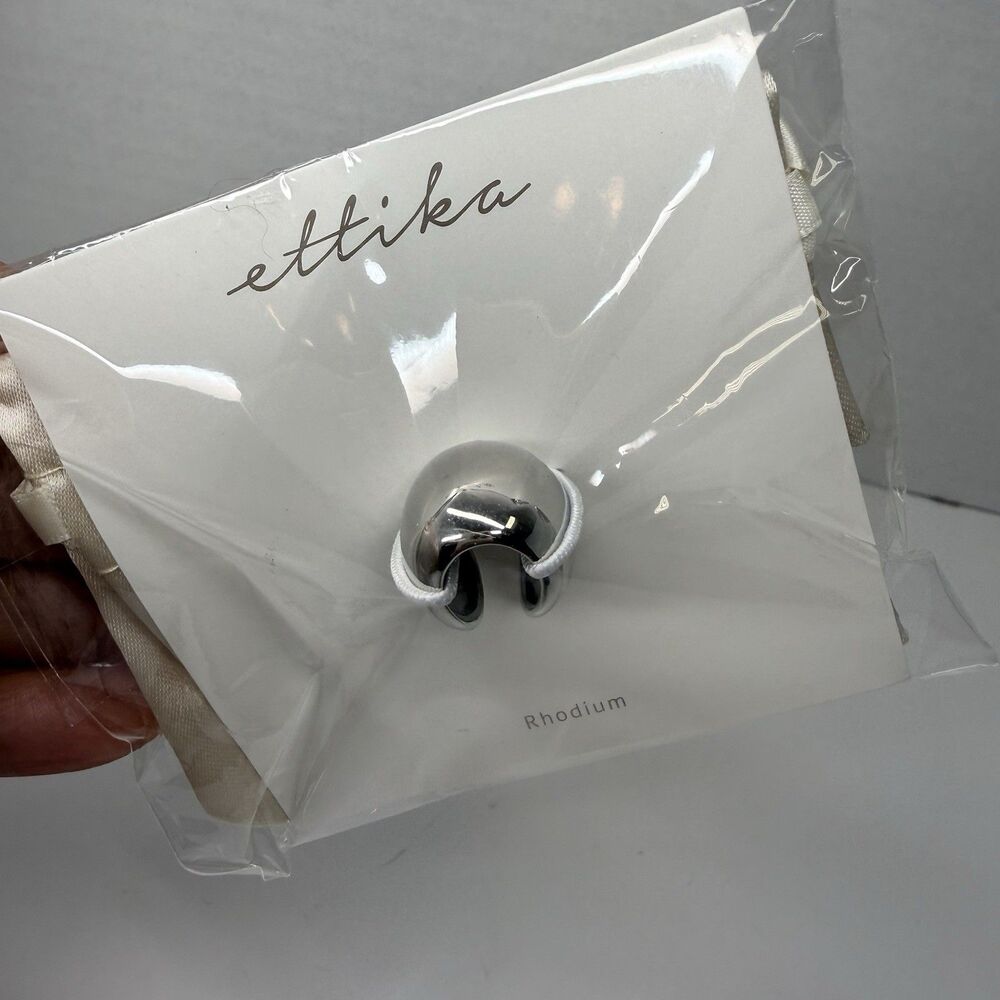 ettika Chunky Metal Ear Cuff Rhodium Single Earring New